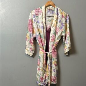 Vintage Victoria's Secret  Robe set Modern VS wine color mini slip see sizes